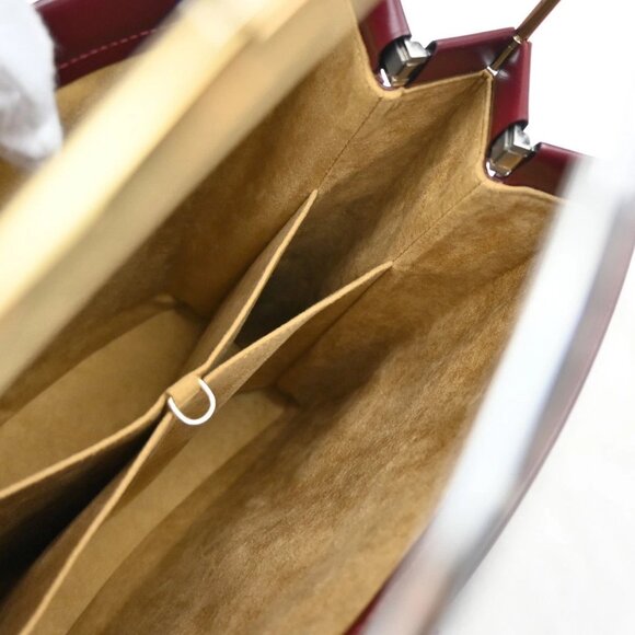 CARTIER Logo Trinity Tricolor Handle Hand Bag Leather Red France 76KB453 - Picture 10 of 14